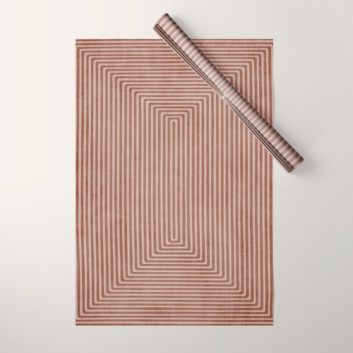 Modern Minimalism Terracotta Lines Geometric Art Wrapping Paper Gallery Image 1