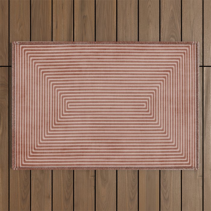 Modern Minimalism Terracotta Lines Geometric Art Outdoor Rug Gallery Image 1