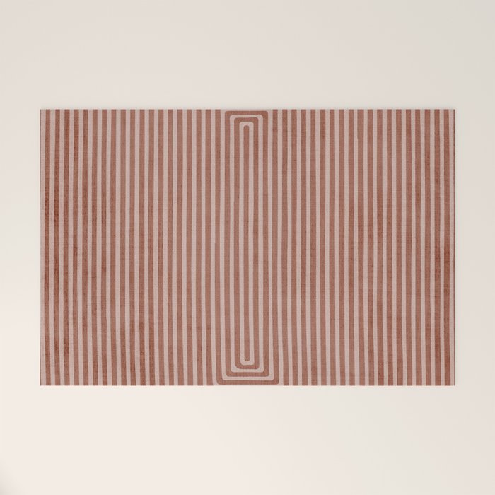 Modern Minimalism Terracotta Lines Geometric Art Welcome Mat Gallery Image 1