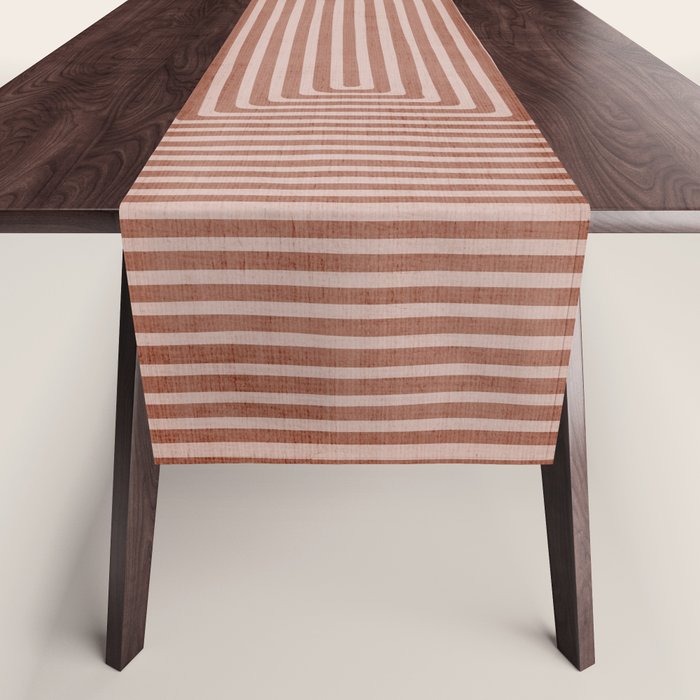 Modern Minimalism Terracotta Lines Geometric Art Table Runner Gallery Image 1