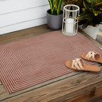 Modern Minimalism Terracotta Lines Geometric Art Outdoor Rug Gallery Image 2