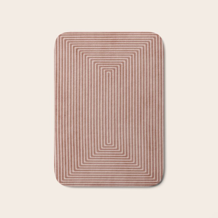 Modern Minimalism Terracotta Lines Geometric Art Bath Mat Gallery Image 1