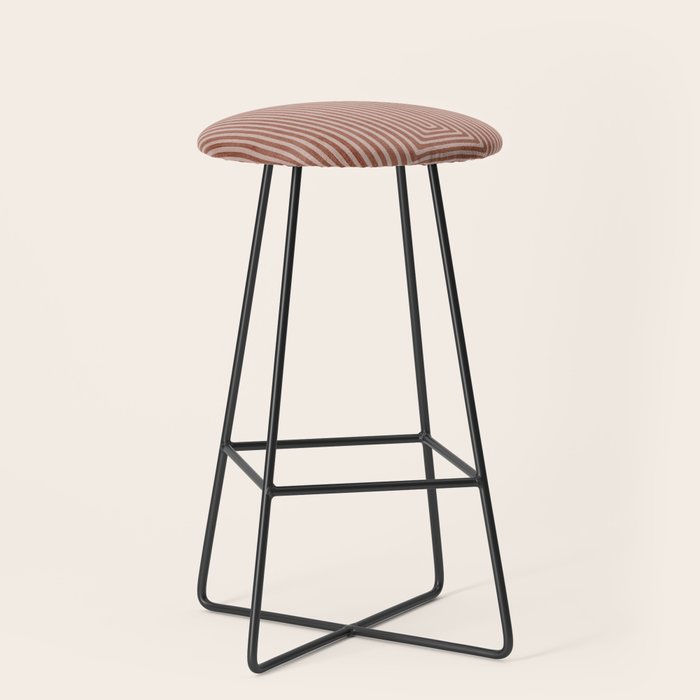 Modern Minimalism Terracotta Lines Geometric Art Stool Gallery Image 1