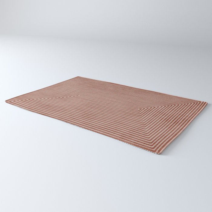 Modern Minimalism Terracotta Lines Geometric Art Rug Gallery Image 3