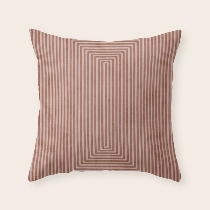 Modern Minimalism Terracotta Lines Geometric Art Throw Pillow Gallery Image 1