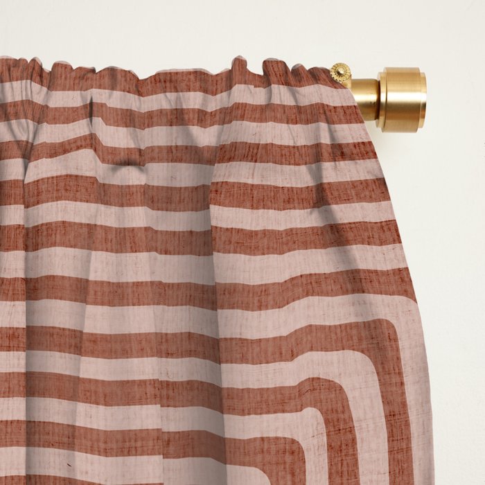 Modern Minimalism Terracotta Lines Geometric Art Window Curtain Gallery Image 2
