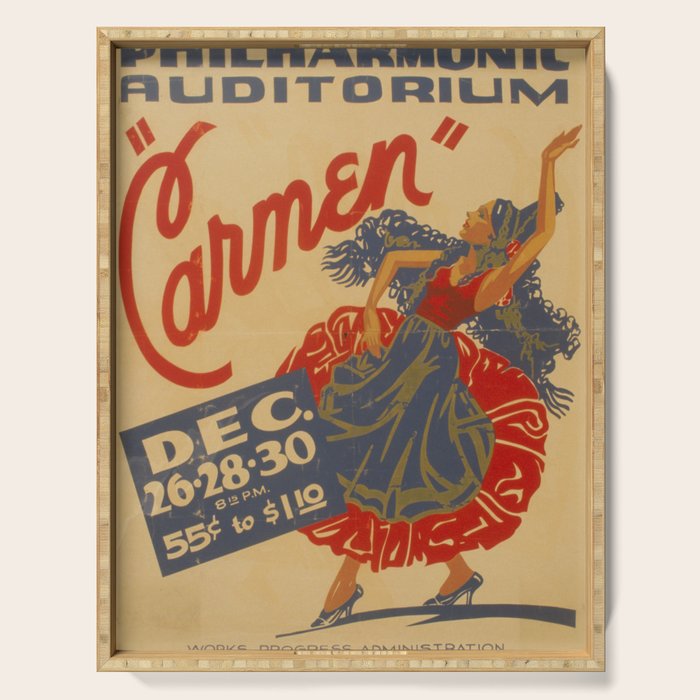 Vintage travel poster opera carmen Serving Tray Gallery Image 1