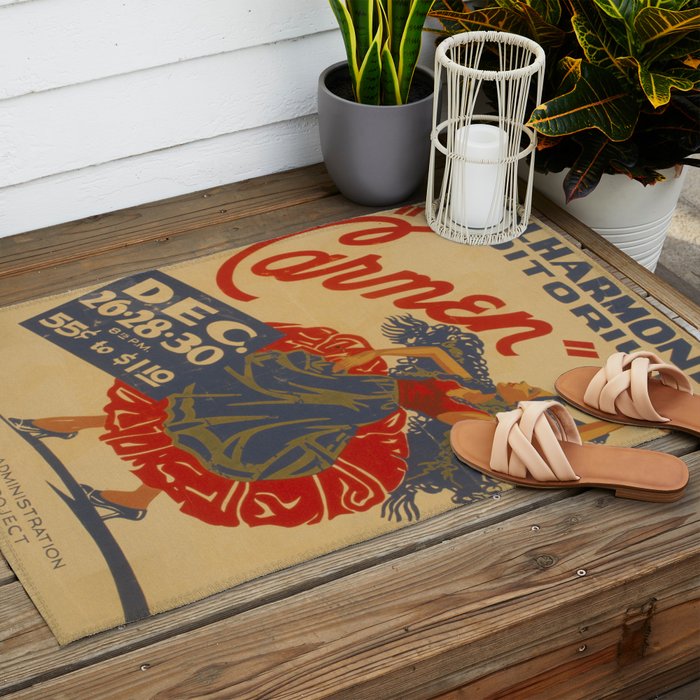 Vintage travel poster opera carmen Outdoor Rug Gallery Image 2