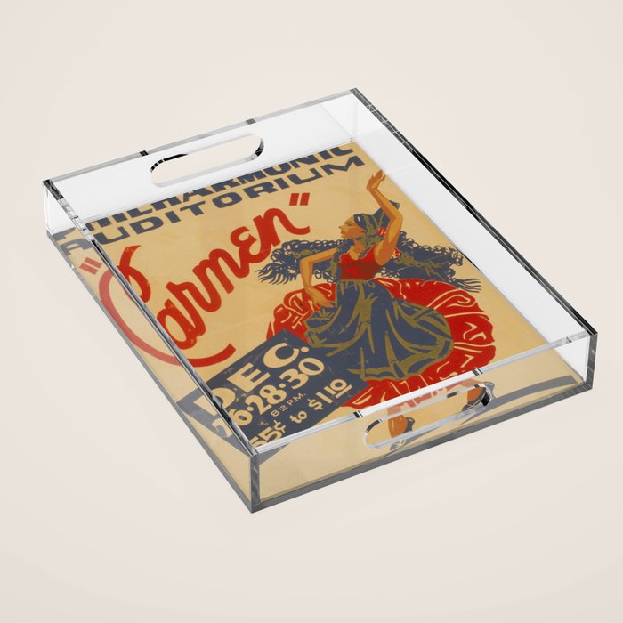 Vintage travel poster opera carmen Acrylic Tray Gallery Image 1