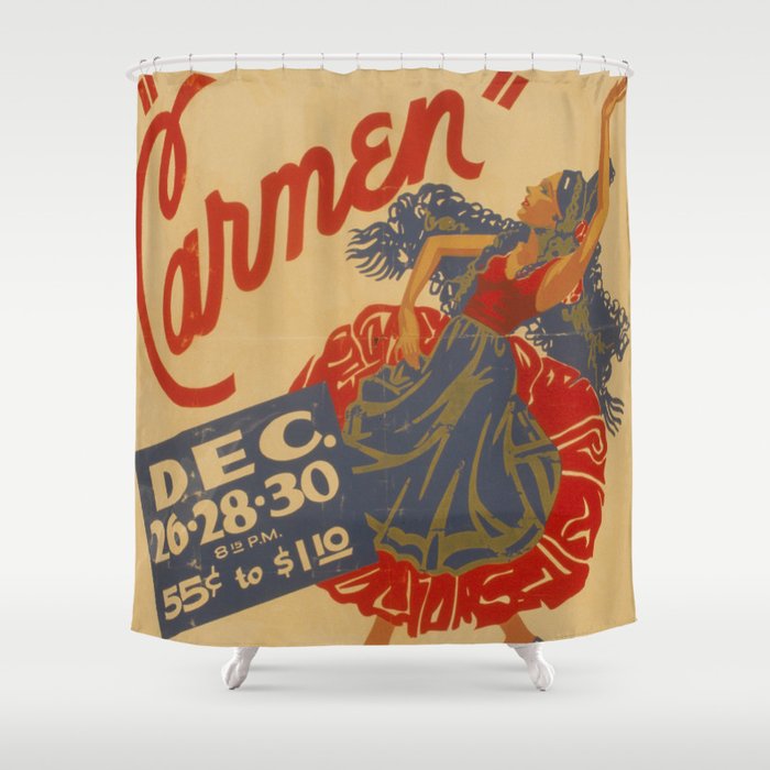 Vintage travel poster opera carmen Shower Curtain Gallery Image 1