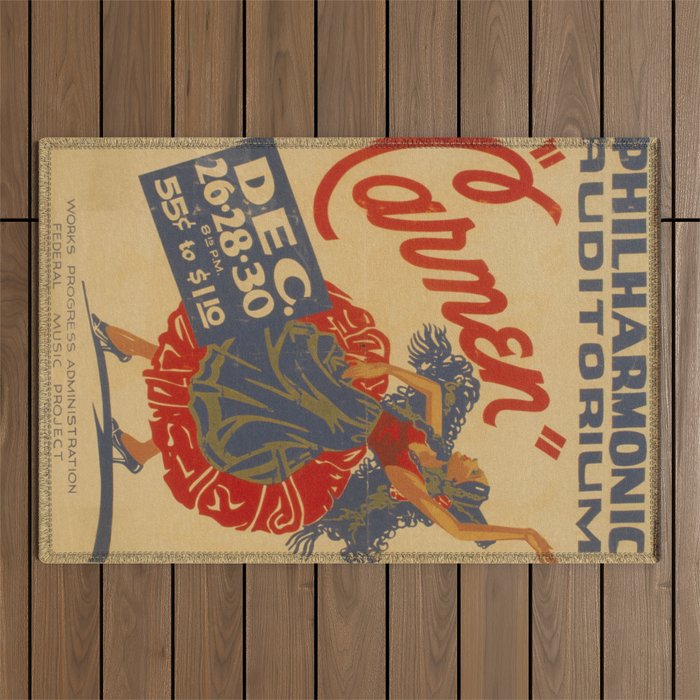 Vintage travel poster opera carmen Outdoor Rug Gallery Image 1