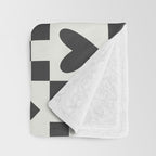 Black and white love heart checkered pattern Throw Blanket Gallery Image 3