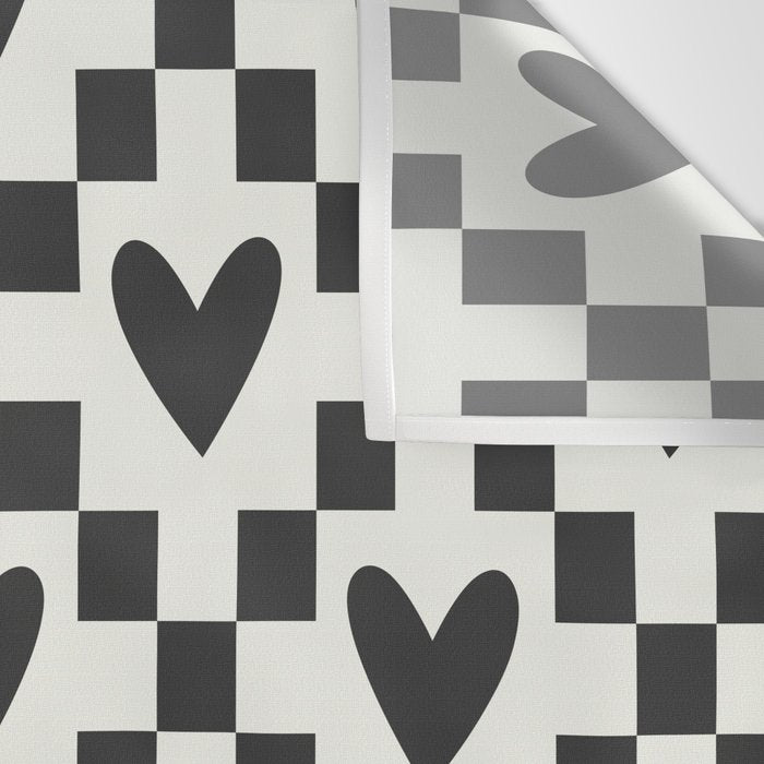 Black and white love heart checkered pattern Wall Tapestry Gallery Image 3