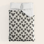 Black and white love heart checkered pattern Comforter Gallery Image 6