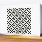 Black and white love heart checkered pattern Wall Mural Gallery Image 2