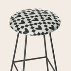 Black and white love heart checkered pattern Stool Gallery Image 2