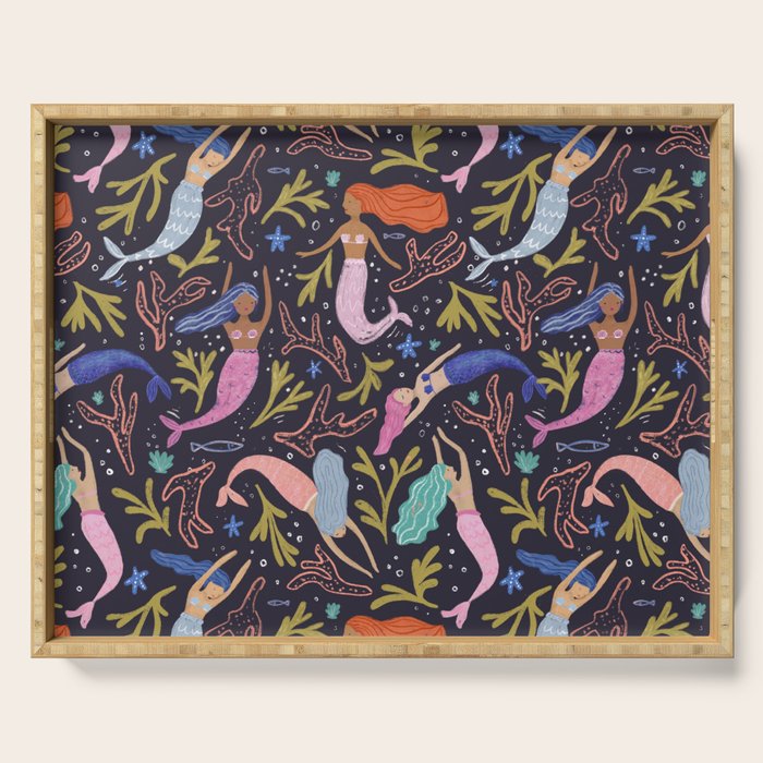 Mermaids pattern  Serving Tray Gallery Image 1