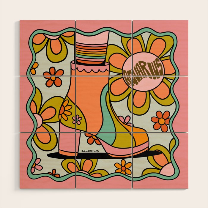 Aquarius Groovy Boot Wood Wall Art Gallery Image 1