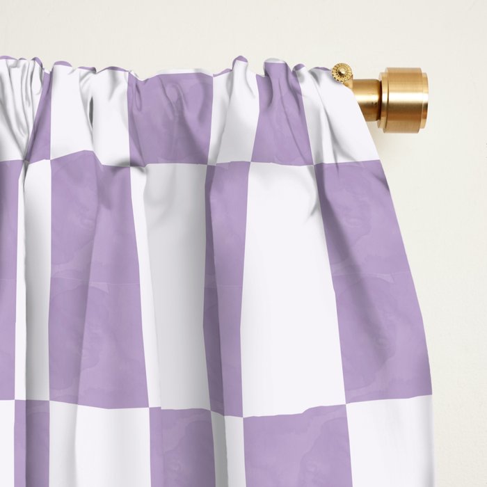 Lilac and white checkered Window Curtain Gallery Image 2