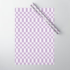 Lilac and white checkered Wrapping Paper Gallery Image 1