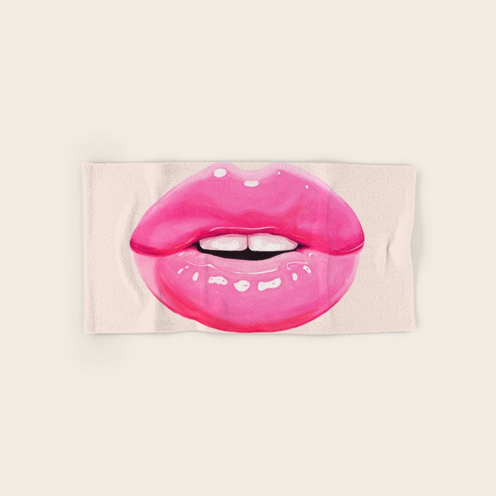 Fashion pink lips I Bath Towel Gallery Image 1