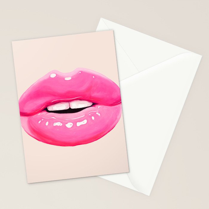Fashion pink lips I Stationery Card Gallery Image 2