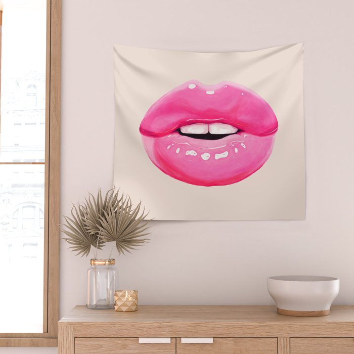 Fashion pink lips I Wall Tapestry Gallery Image 2