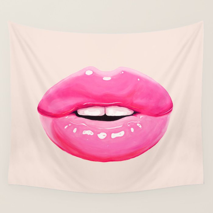 Fashion pink lips I Wall Tapestry Gallery Image 4