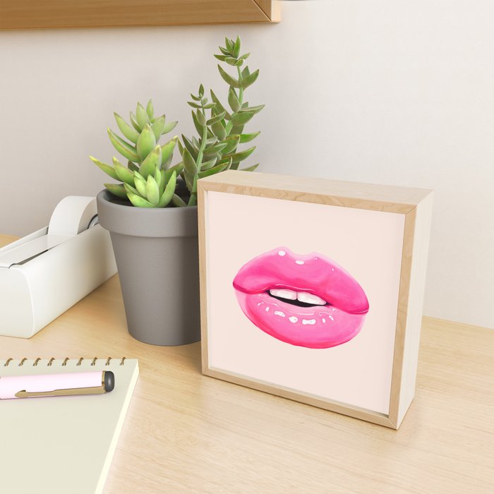 Fashion pink lips I Mini Art Print Gallery Image 2