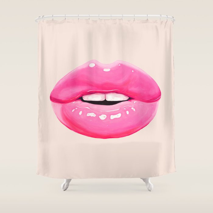 Fashion pink lips I Shower Curtain Gallery Image 1