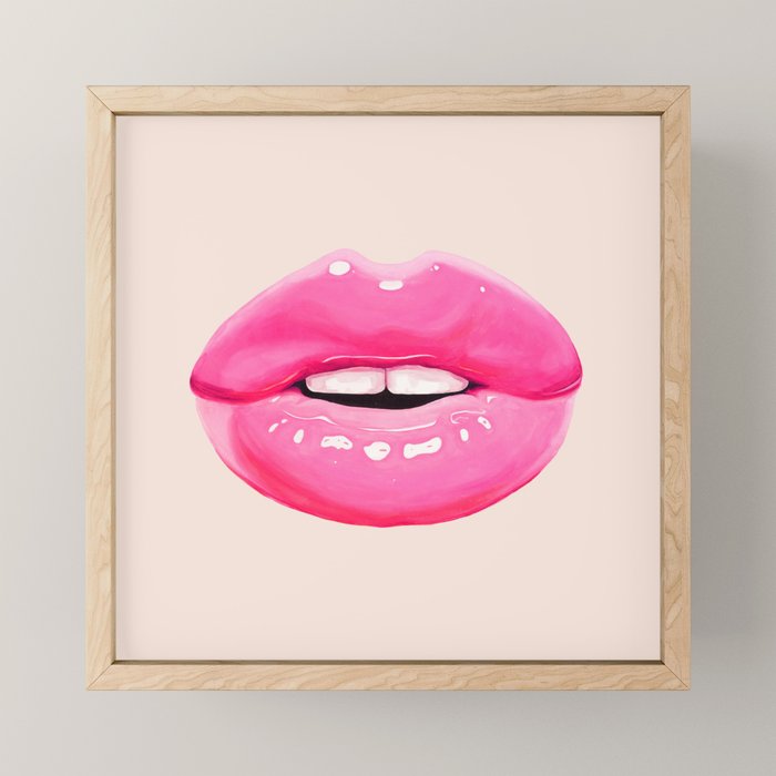 Fashion pink lips I Mini Art Print Gallery Image 1