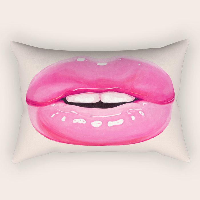 Fashion pink lips I Rectangular Pillow Gallery Image 2