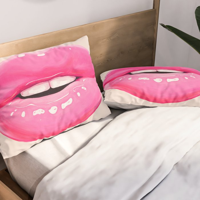 Fashion pink lips I Pillow Sham Gallery Image 2