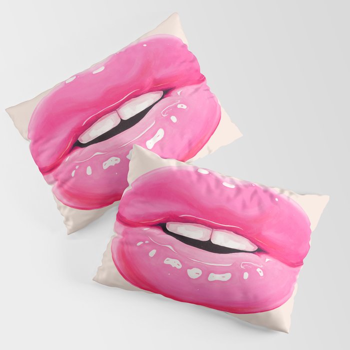 Fashion pink lips I Pillow Sham Gallery Image 3