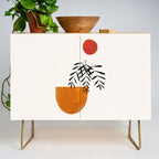 'Autumn Vine' Minimal Mid Century Abstract Shapes With Floral Plant Motif Boho Vintage Paper Collage Line Drawing Credenza Gallery Image 1