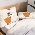 'Autumn Vine' Minimal Mid Century Abstract Shapes With Floral Plant Motif Boho Vintage Paper Collage Line Drawing Pillow Sham Gallery Image 2