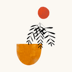 'Autumn Vine' Minimal Mid Century Abstract Shapes With Floral Plant Motif Boho Vintage Paper Collage Line Drawing Coffee Mug Gallery Image 2