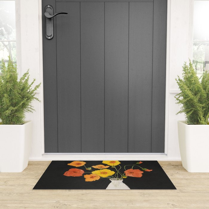 Field Wildflowers Black Welcome Mat Gallery Image 3