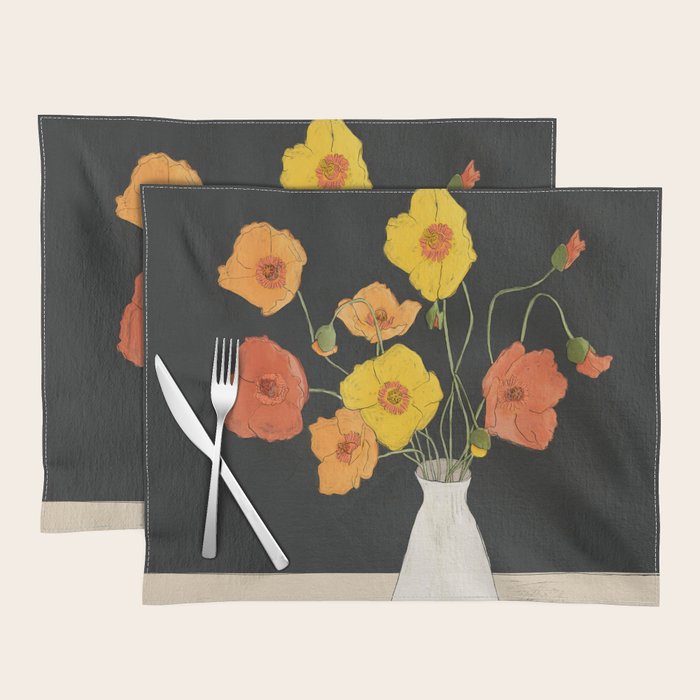 Field Wildflowers Black Placemat Gallery Image 1