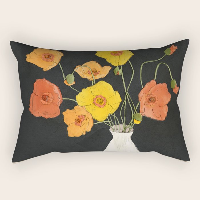 Field Wildflowers Black Rectangular Pillow Gallery Image 2