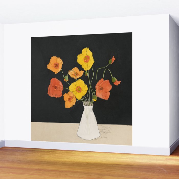 Field Wildflowers Black Wall Mural Gallery Image 2