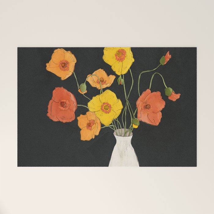Field Wildflowers Black Welcome Mat Gallery Image 1
