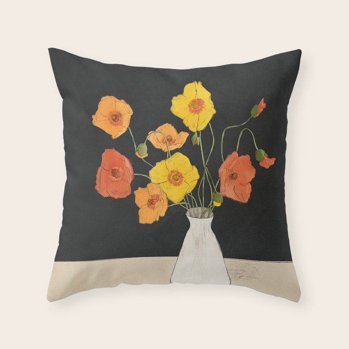 Field Wildflowers Black Throw Pillow Gallery Image 6