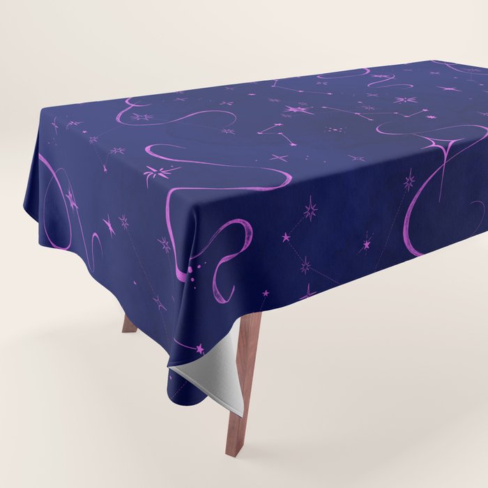 Pink and dark blue mystical starry night Tablecloth Gallery Image 1