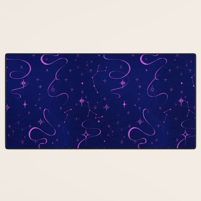 Pink and dark blue mystical starry night Desk Mat Gallery Image 3