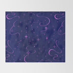 Pink and dark blue mystical starry night Throw Blanket Gallery Image 2