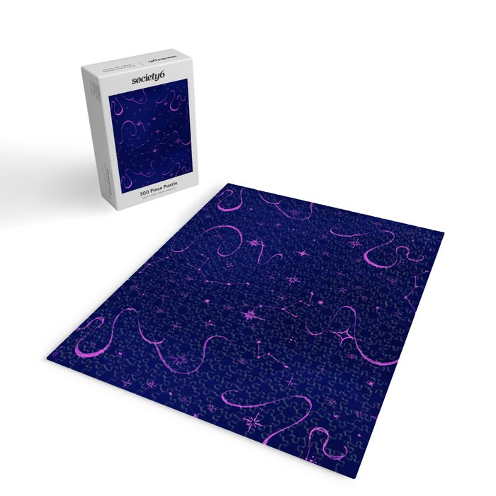 Pink and dark blue mystical starry night Jigsaw Puzzle Gallery Image 2