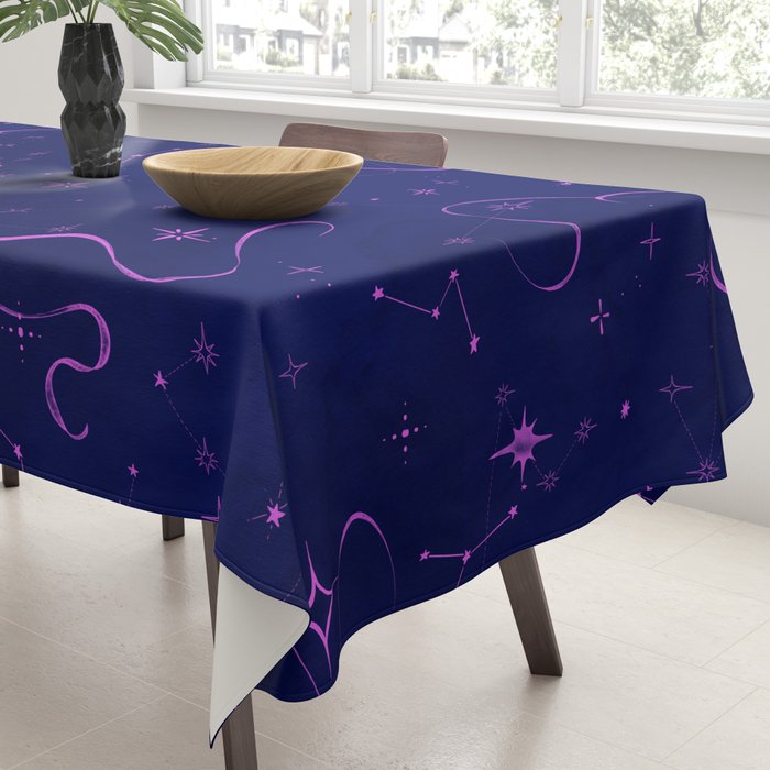 Pink and dark blue mystical starry night Tablecloth Gallery Image 3