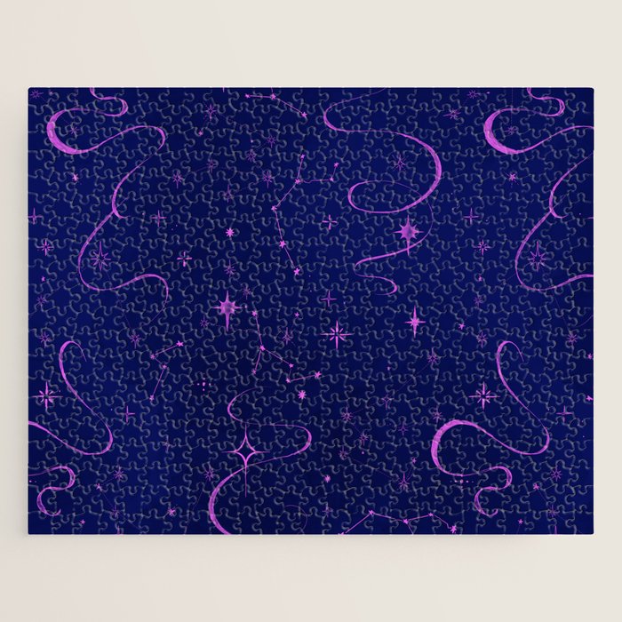 Pink and dark blue mystical starry night Jigsaw Puzzle Gallery Image 1