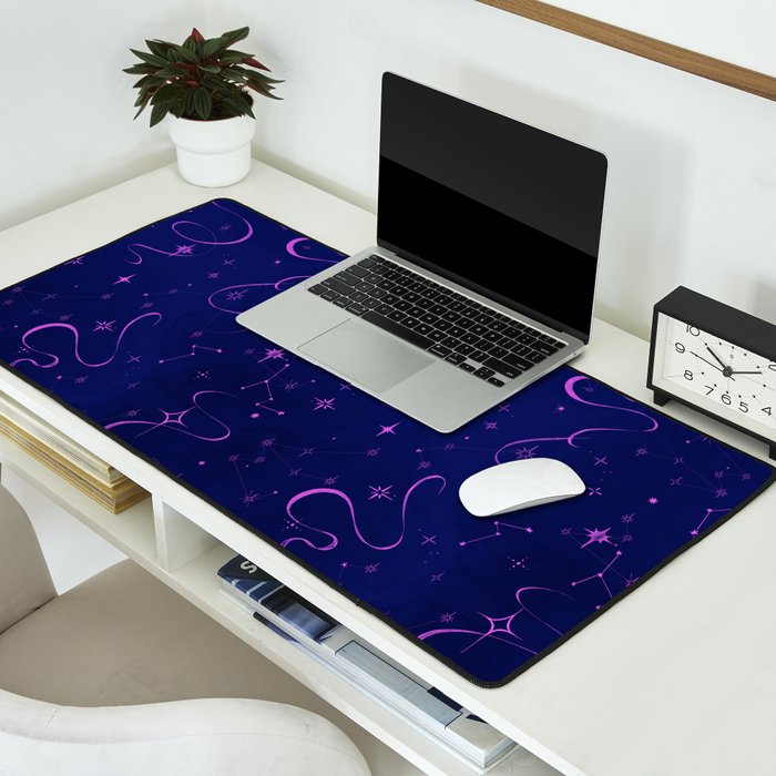 Pink and dark blue mystical starry night Desk Mat Gallery Image 2